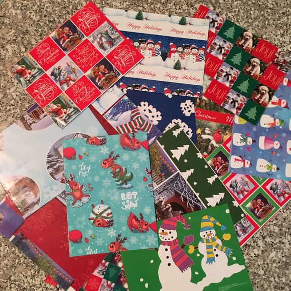 None Other - Christmas wrapping paper 15 sheets various designs